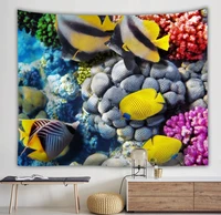 seascape view painting decorative art tapestry wall hanging home decor curtain cloth blanket paintings fish poster living room