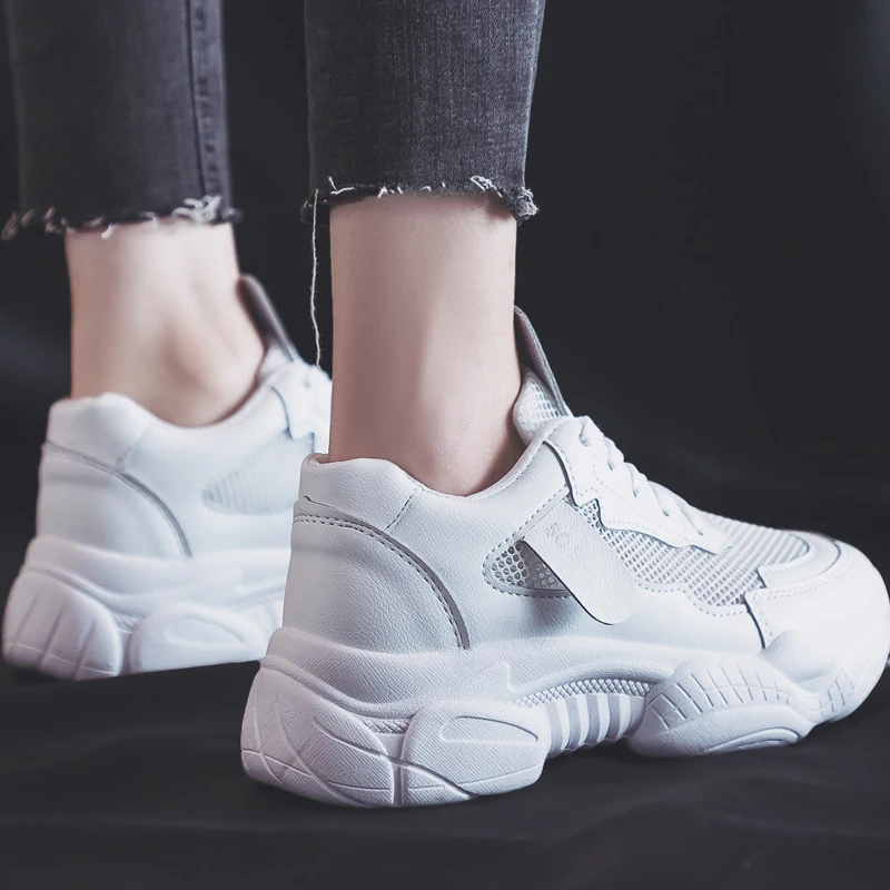 New Summer White Mesh Women Sneakers FlatsFemale Fashion Thick Bottom Platform shoes Womens Casual Shoes Zapatos De Mujer