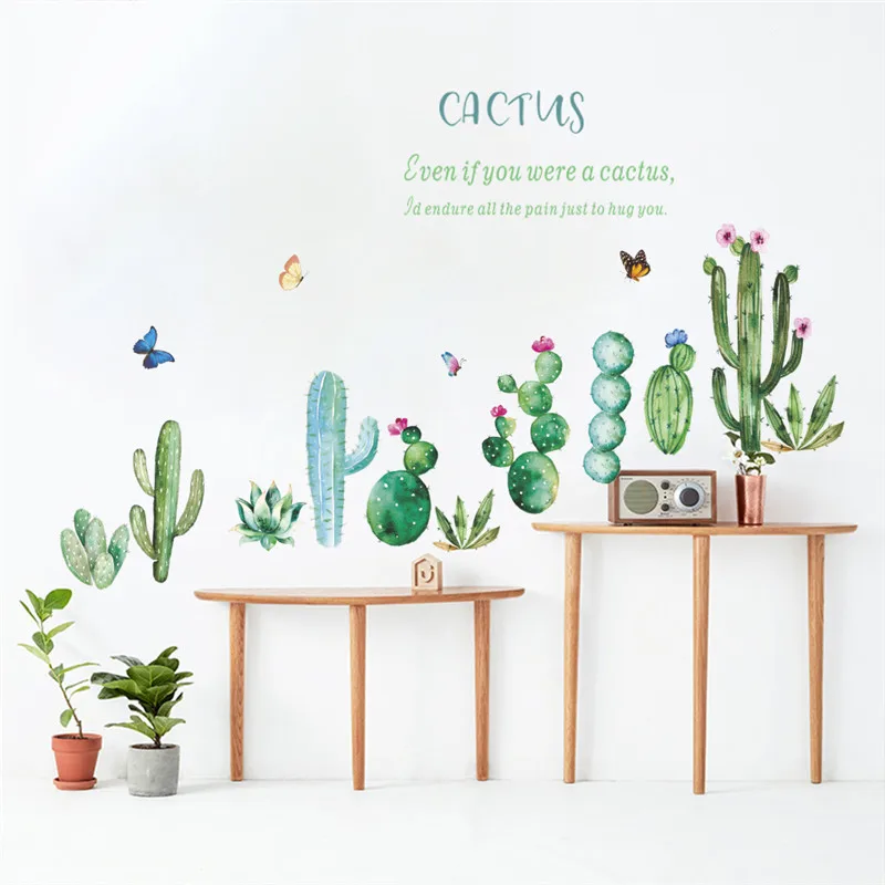 green plant butterfly flower leaf wall stickers for kids rooms living room bedroom window decals mural arts | Дом и сад