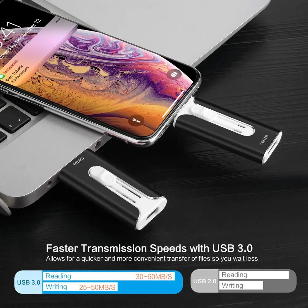 Флеш накопитель для iPhone 3 в 1 освещение флеш USB 0 Флешка 256 Гб карта памяти