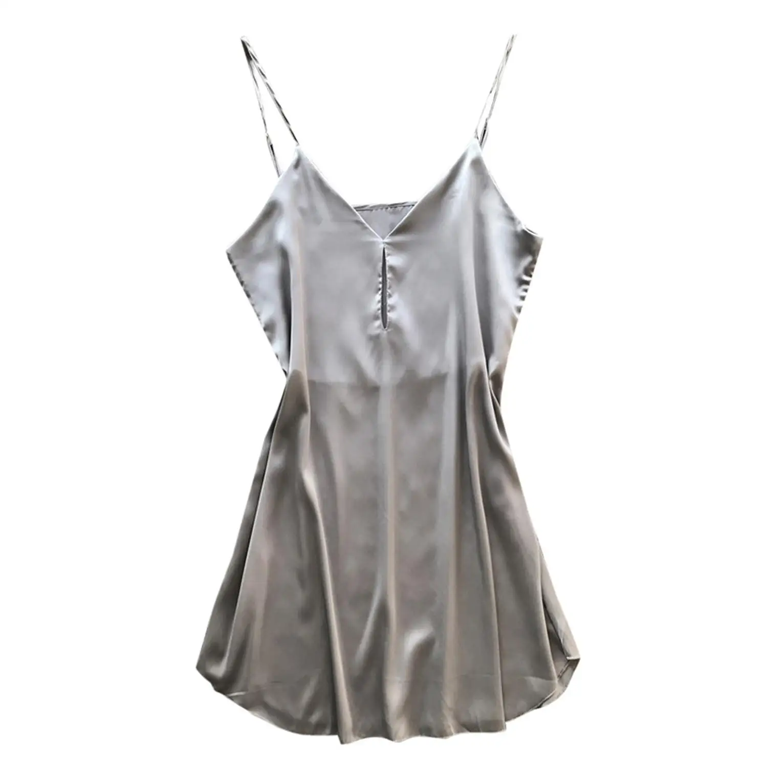 GTAY Camisones кружевное белье Babydoll с v-образным вырезом, ночное белье, сатиновое платье, шелковое белье - Цвет: GTAY