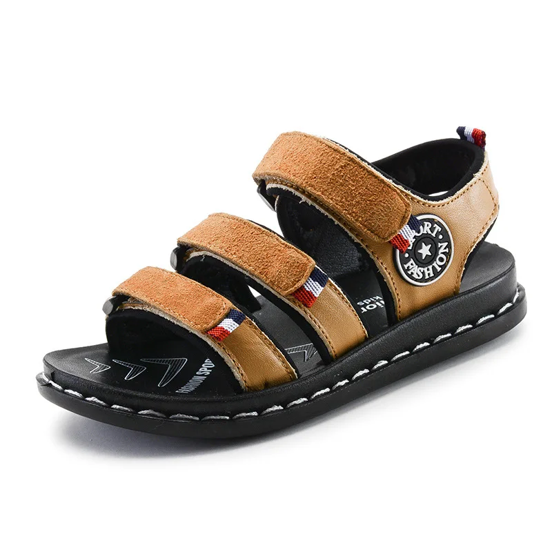 

Summer 2019 Children Shoes Kids Boys Beach Sandals 100% Cow Genuine Leather Cowhide Toddler Boys Sneakers Non-slip Rubber Shoes