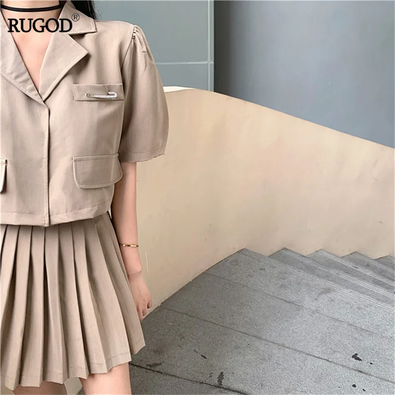 Женский костюм двойка RUGOD из двух предметов короткий Блейзер с высокой талией и