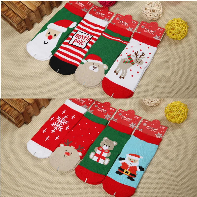 1 пара хлопковые рождественские детские носки для малышей осенне зимние