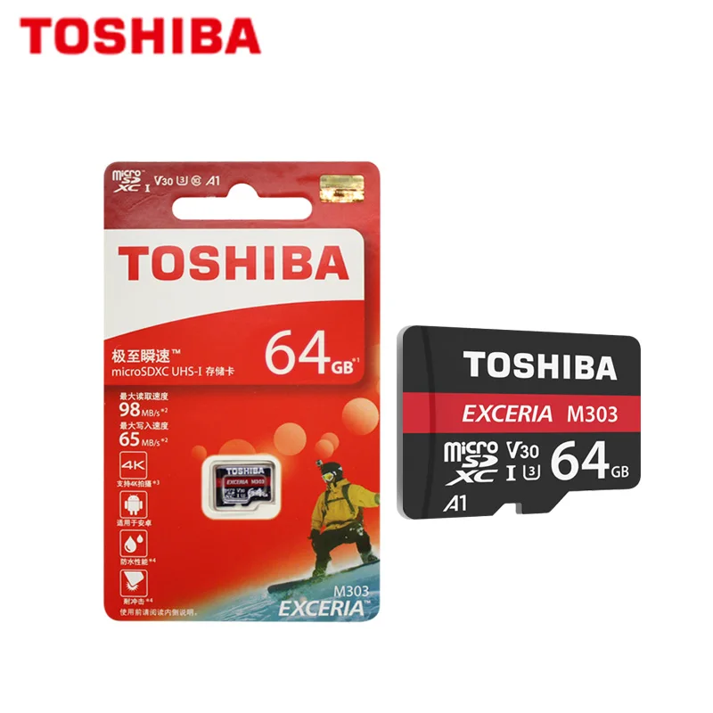 Карта памяти TOSHIBA EXCERIA M303 128GB 64GB MicroSDXC Max UP 98 МБ/с. Micro SD карта SDHC I 16G U3 V30 TF для видео Full