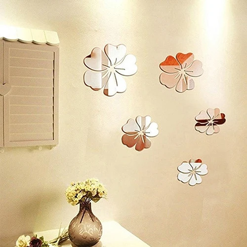 Fashion 5Pcs Flower 3D Art Mirror Wall Sticker Decal Home Office DIY Decor | Дом и сад
