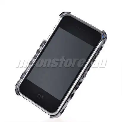 LEOPARD GREY HARD WOOL FEATHER CASE COVER + SCREEN FOR APPLE IPHONE 3G 3GS 263 |