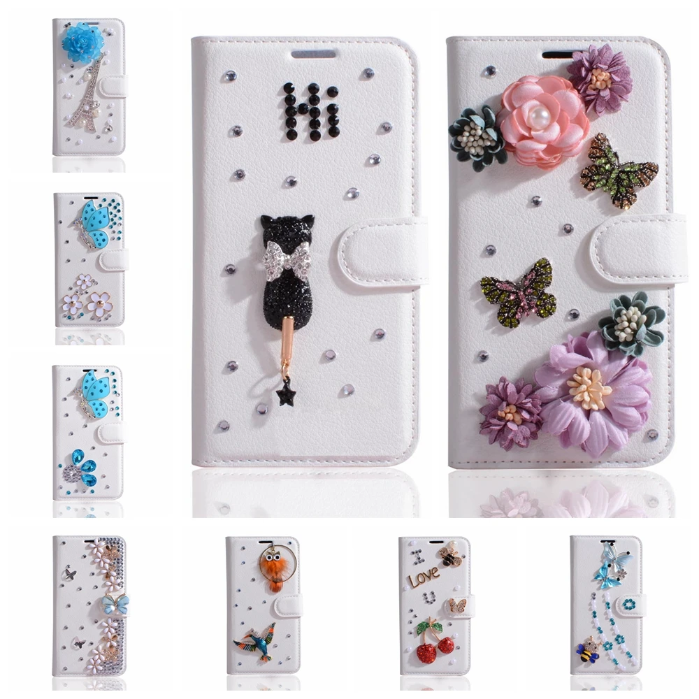 Диаманта Bling чехол для Alcatel A3 XL со стразами из искусственной кожи флип кожаный