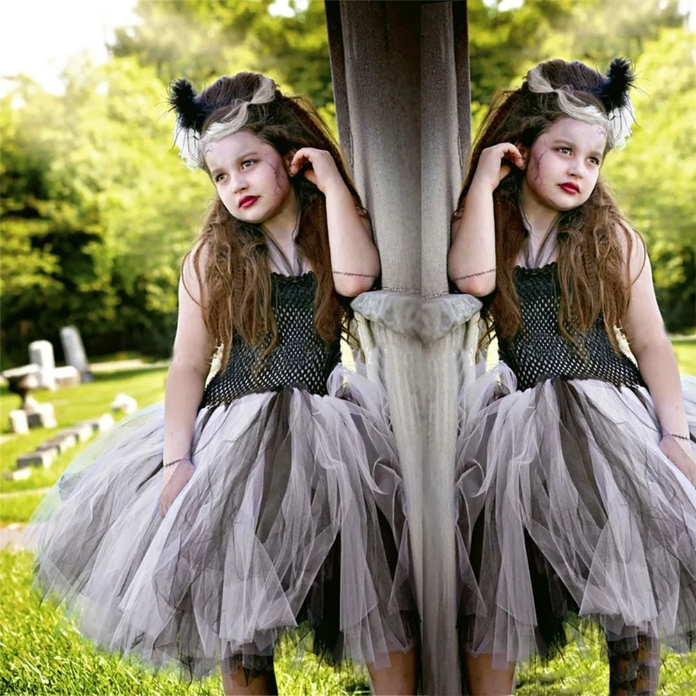 

Black Girls Halloween tutu Dresses Tulle Girl Evening Birthday Party Dresses Kids Girls Ball Gown Dresses Children Clothing