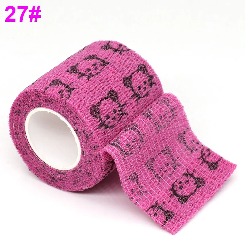 27 Cat head Pink 4,5 м самоклеящаяся лента, медицинская терапия, эластичный бинт, защита колена, 1 шт., Спортивная, цветная, с принтом, для пальцев, суставов, ПЭТ лента - Цвет: 27 Cat head Pink