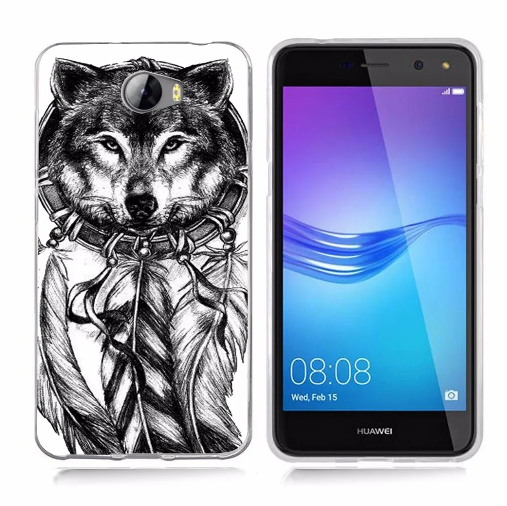 For Huawei P9lite/P8 Lite 2016 2017 Y5 II 2 Y5ii / Y6II Compact Animal Wolf Cool Soft TPU Silicone Pattern Clear Case B104 |