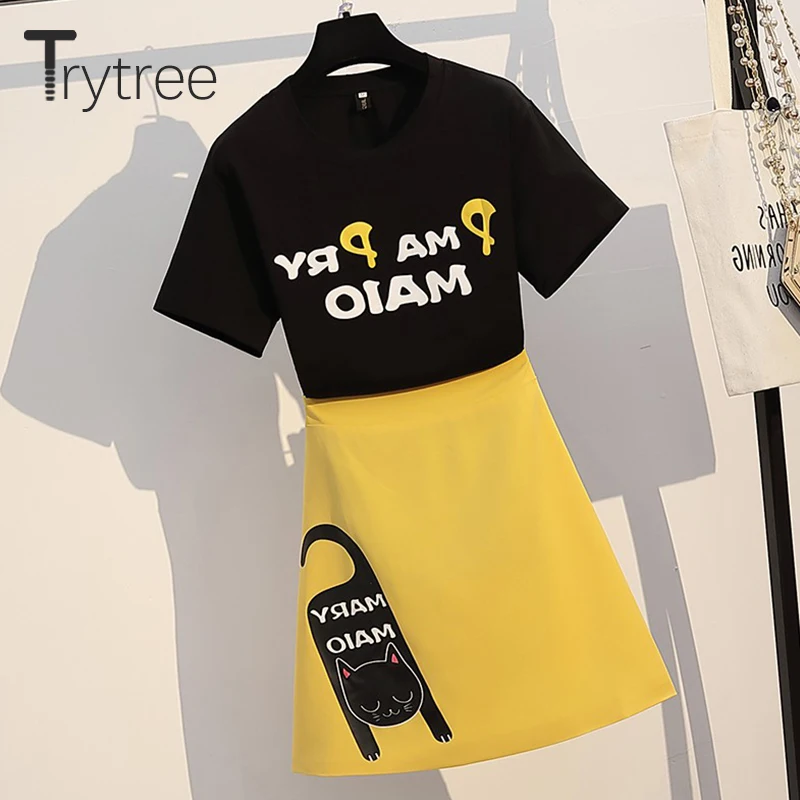Trytree 2019 летний женский комплект из двух предметов повседневный топ с круглым