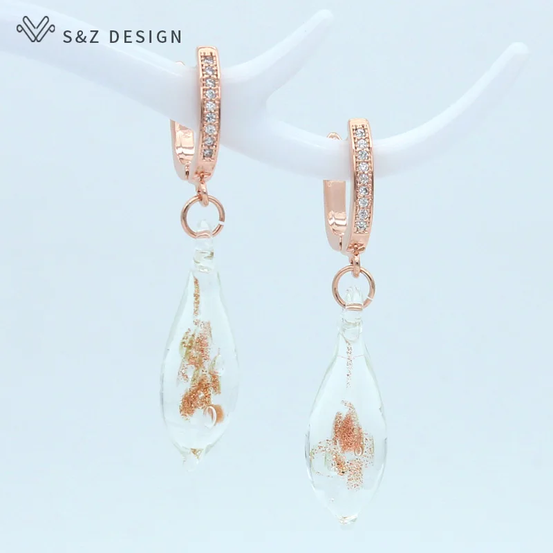 white S& Z новая длинная водяная капля цветные глянцевые серьги 585 розовое золото модная индивидуальность для женщин темперамент ювелирные изделия вечерние подарок - Окраска металла: white