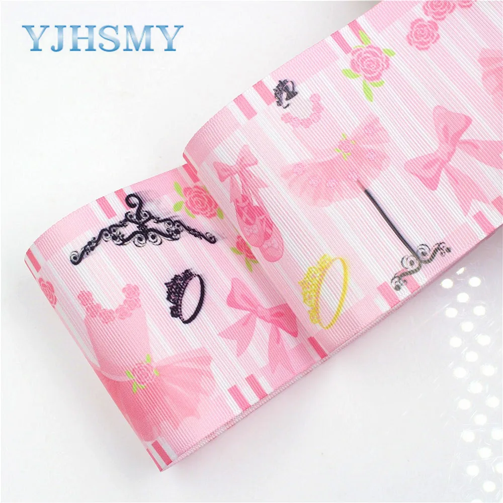 YJHSMY I 18428 58 10 ярдов 75 мм мультфильм печатных grosgrain ленты DIY ручной работы аксессуары