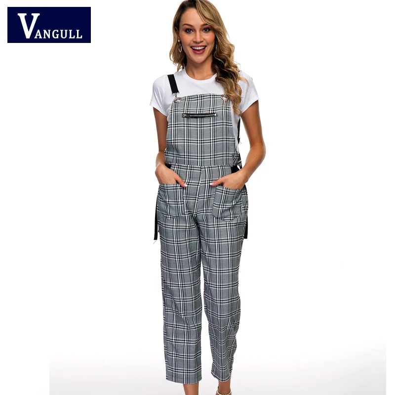 Vangull женский комбинезон в клетку с принтом прямой детский модный длинный