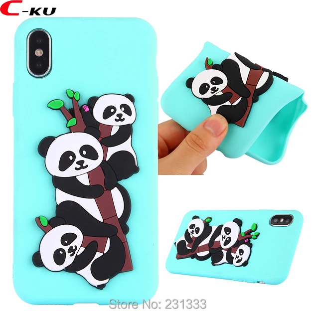 C ku 3D мультфильм кошка панда Мягкий чехол силикон гель для Iphone X 8 7 PLUS 7plus 6 6S I6 IphoneX