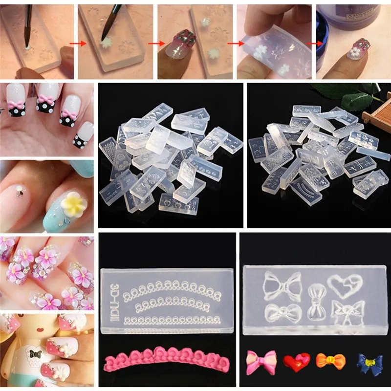

30Pcs/Set 3D Acrylic Nail Art Template Kit Mold Set Acrylic Powder Flower Mold Nail Carving Stamper Decoration Nail Image Plate
