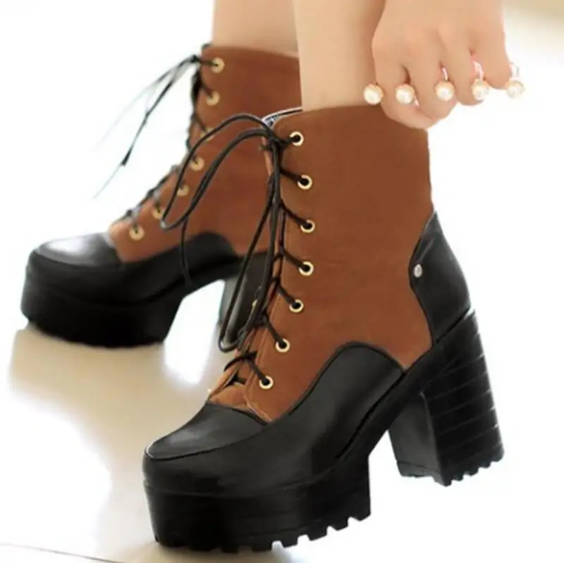 Женская обувь Chaussure женская Zapatos Mujer Sapato ботильоны на массивном высоком каблуке