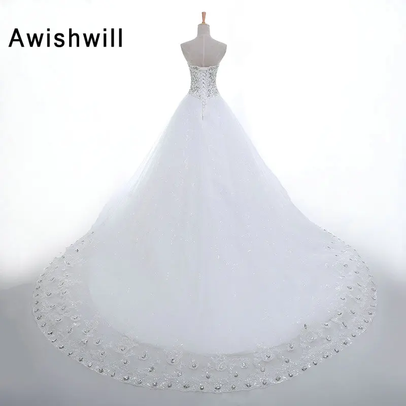 Vestido de Noiva Real Photo Sweetheart Neck Lace-up Back Beads Rhinestones Chapel Train A Line Bridal Gowns Cheap Wedding Dress | Свадьбы и