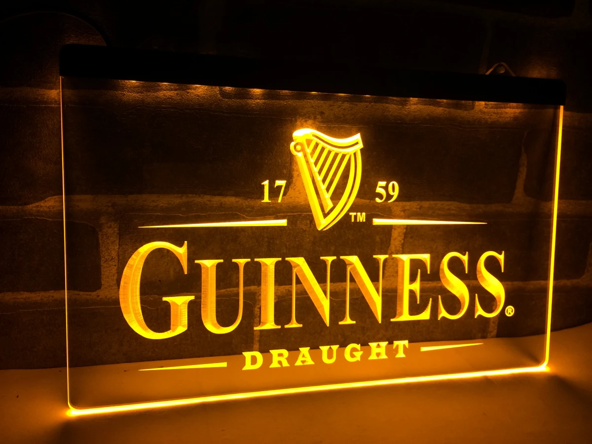 LE002- Guinness винтажные логотипы пивной бар светодиодный светодиодная неосветильник