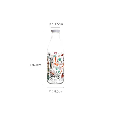 B 1000ml milk bottle Импортные из Италии бессвинцовые стеклянные сочные молочные холодные воды креативные стеклянные милые бутылки для воды 1000 мл 1100 мл Детские Мультяшные бутылки - Цвет: B 1000ml milk bottle