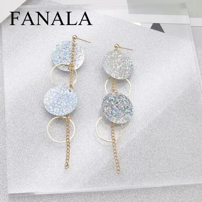 Rounds Shiny Women Round Disc Sequins Circle Asymmetrical Dangle Hook Earrings | Украшения и аксессуары