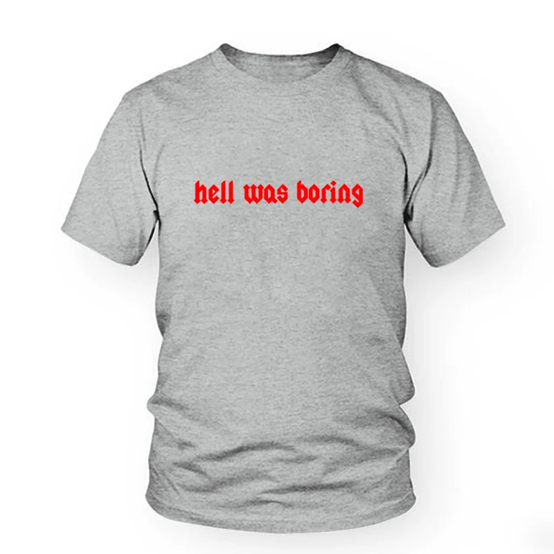 Gray-red Hell Was Boring женская футболка Tumblr гранж уличный стиль хипстеры лето милые женские модные забавные слоган сатана каваи Готическая рубашка - Цвет: Gray-red