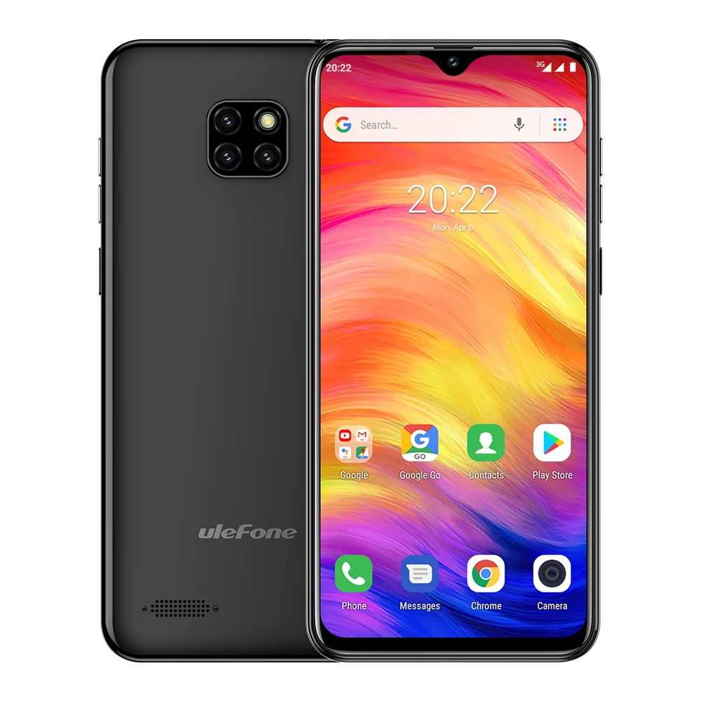 Ulefone Note 7, смартфон, 6,1 дюймов, 19:9, экран капли воды, четырехъядерный мобильный телефон, 1 Гб+ 16 Гб rom, мобильный телефон, Android 9,0, три камеры