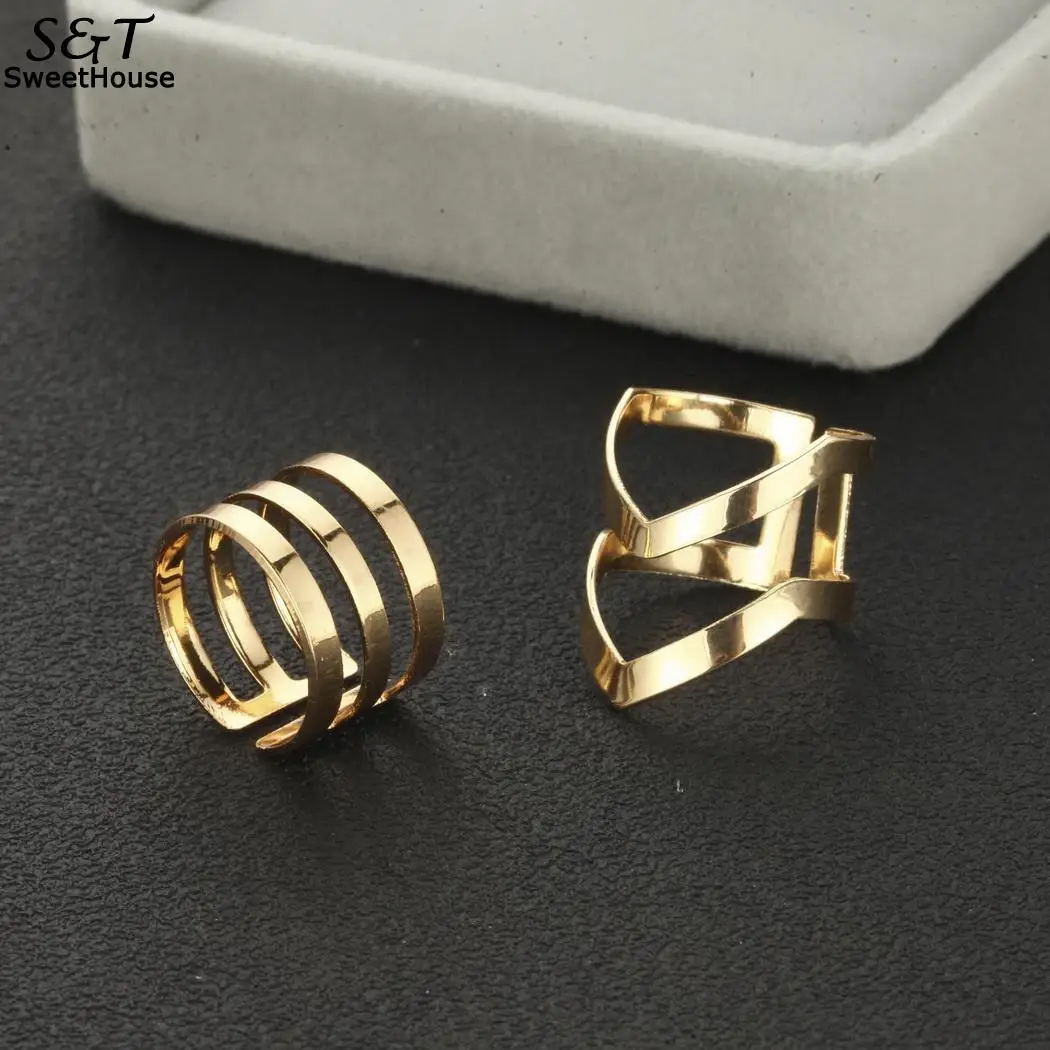 5 шт. набор колец Золотой геометрической формы 8 см модные богемные кольца в стиле