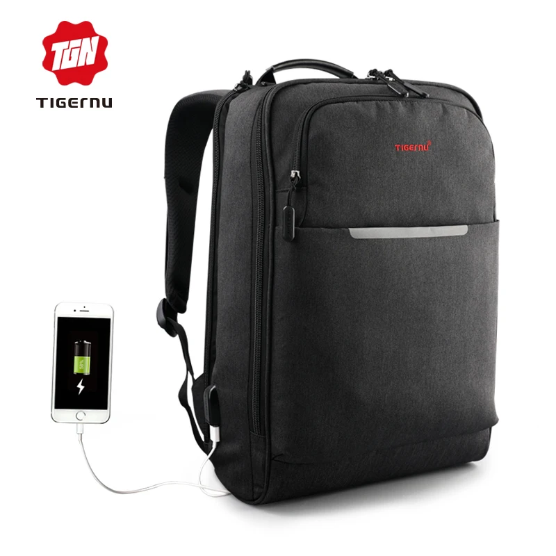 Tigernu Многофункциональный USB зарядка Рюкзак Для мужчин 14 15 6 дюймов ноутбук рюкзаки