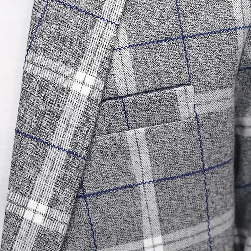 Весна осень Для мужчин с британской Бизнес Повседневное Slim Fit плед Костюмы