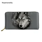 Кошелек для кредитных карт Nopersonality, из кожи, с 3d изображением волка, длинный, на молнии, Повседневный, женский клатч