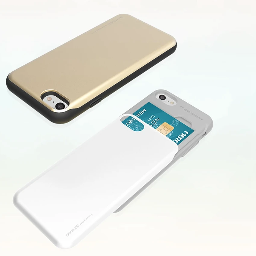 Оригинальный гибридный Чехол Goospery Candy Sky Slide Armor для iPhone X 8 7 6 6s Plus держатель карт