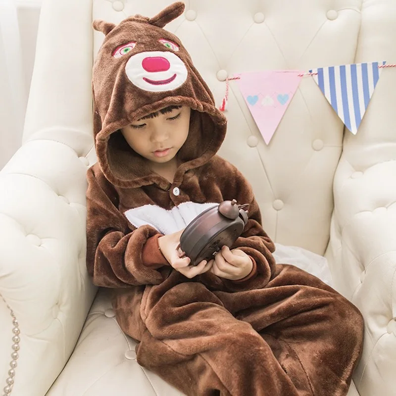 Пижама детская фланелевая в виде медведя унисекс|cosplay costume|baby cosplay costumesbaby |