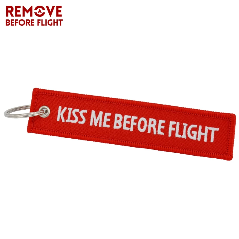 Автомобильный брелок с красной вышивкой и надписью Kiss Me Before Flight|Кольца для