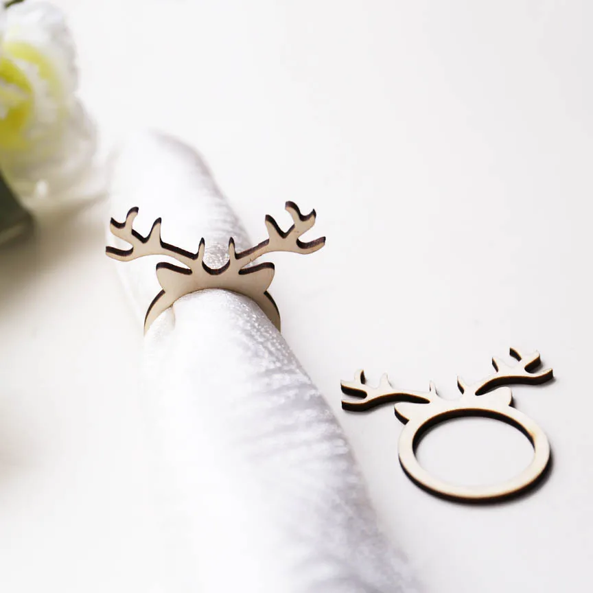 

Простые Свадебные Кольца для салфеток, рождественские кольца для салфеток с оленем, кольца для салфеток с оленем, лазерная резка, настройка ...