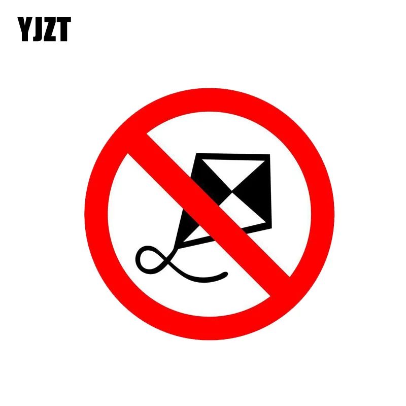 

YJZT 10CM*10CM Funny Warning Car Sticker PVC No Kite Flying Decal 12-1144