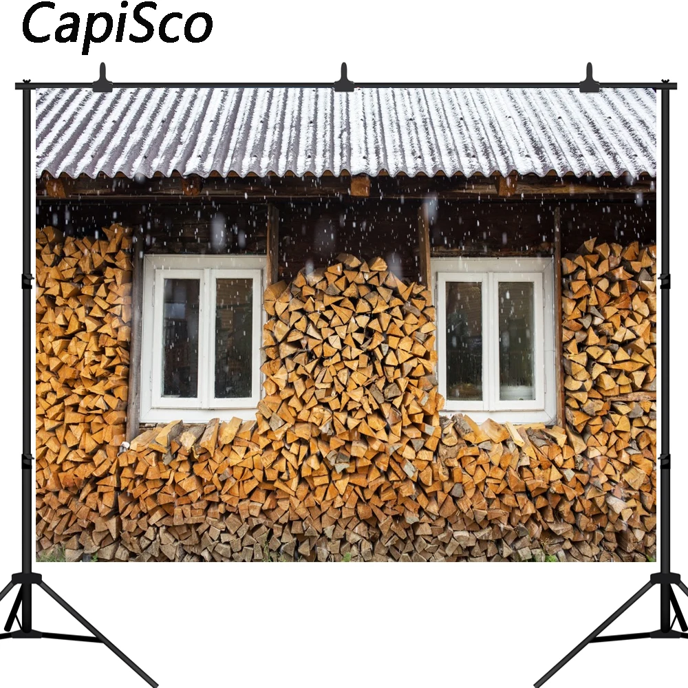 Capisco Рождественские фоны для фотосъемки снег дерево сухая ферма деревня дома Фон