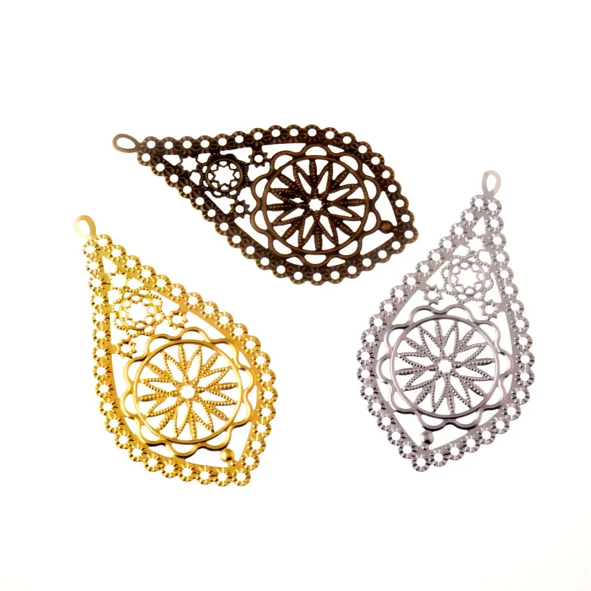 Free shipping 10Pcs Bronze Flower Filigree Wraps Connectors Metal Crafts Gift Decoration DIY 7.8x4.2cm | Украшения и аксессуары