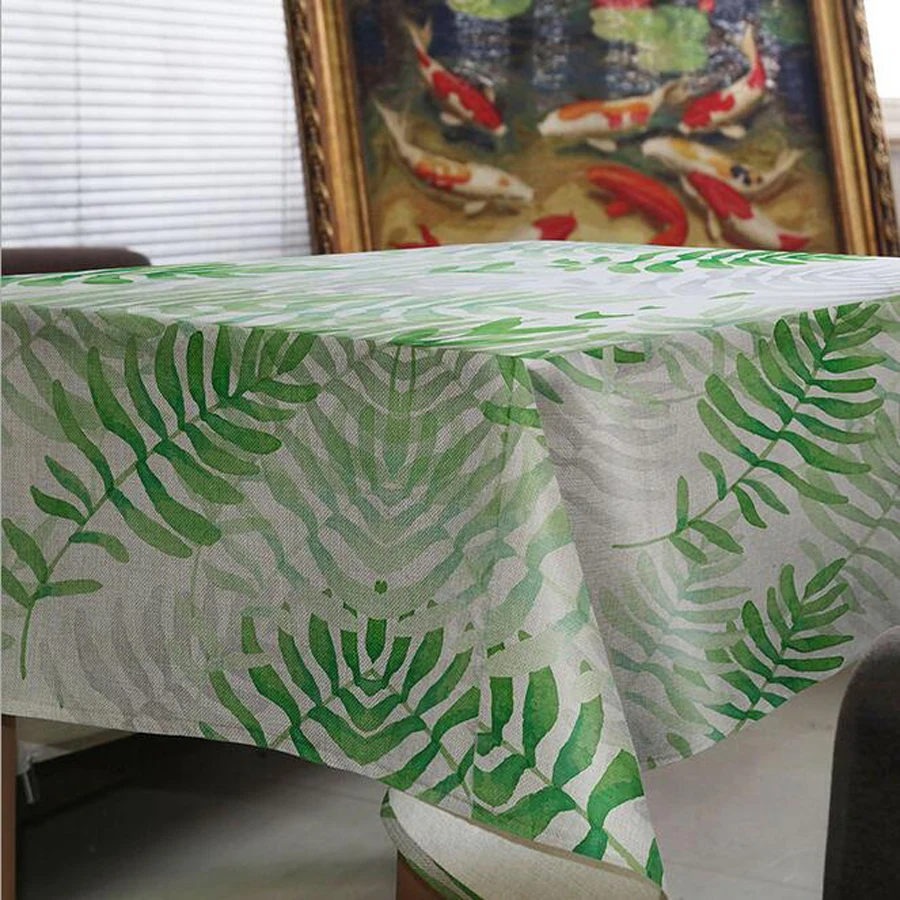Скатерть из хлопка и льна с принтом растений|table cover|print tableclothdecorative table cover |