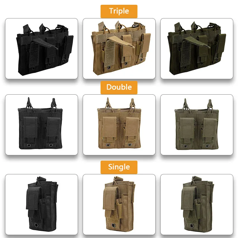 Военный Molle Чехол тактический одиночный/двойной/тройной Открытый верх подсумок Многофункциональный страйкбол пистолет охотничий Быстрый мешки для патронов