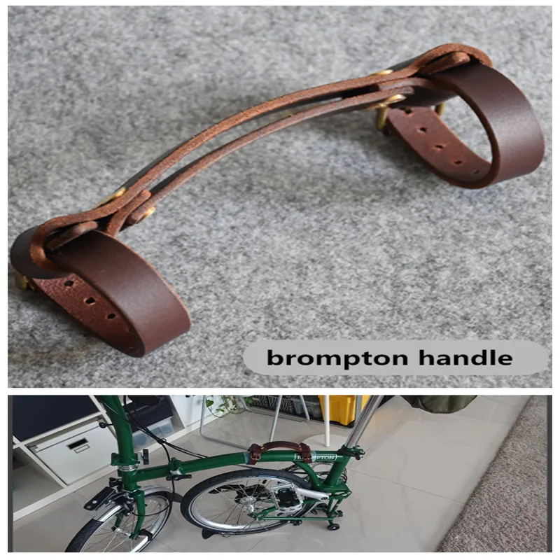 2-color folding bike leather handle for brompton carry ith frame tape filter portable handle folding bike use frame within 5cm
