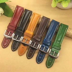 Высококачественный ремешок для часов из натуральной кожи, 18 мм, 20 мм, 21 мм, 22 мм для мужчин и женщин, черныйсинийкрасныйкоричневыйремешок для часов
