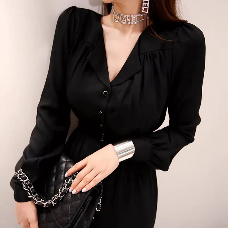 

Fashion women new arrival casual plus size black sexy dress temperament elegant vintage comfortable party holiday a-line dress