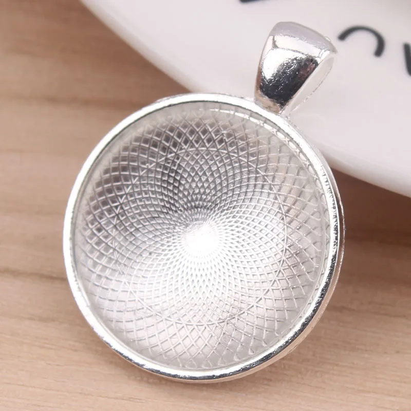 1 дюйм кабошон кулон лоток серебро 25 мм настройки + прозрачное стекло кабошоны