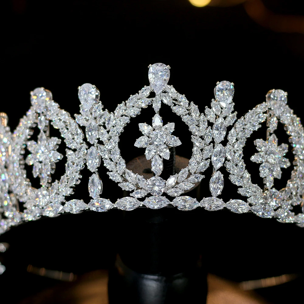 Europa ronda zirconia corona novia boda vestido de novia accesorios corona banquete accesorios para el cabello