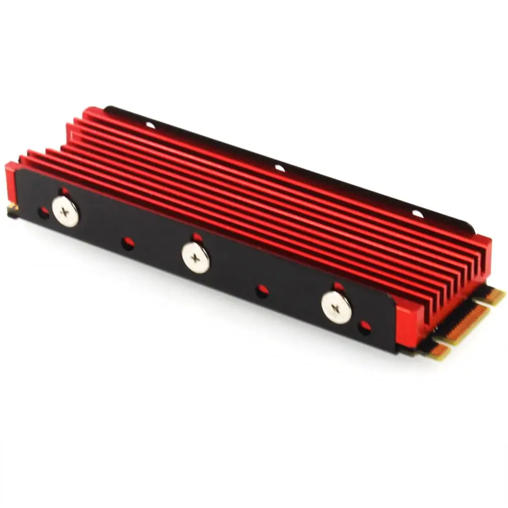 Красный Холодный военный корабль NVME NGFF M.2 радиатор алюминиевый лист теплопроводность кремния вафельное охлаждение военный корабль Nvme радиатор 2280 m.2 - Цвет: Красный