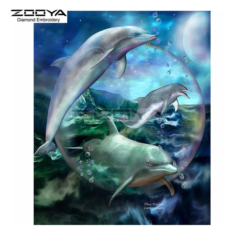 ZOOYA Алмазная вышивка 5D DIY алмазная живопись Три Дельфина животные крестиком