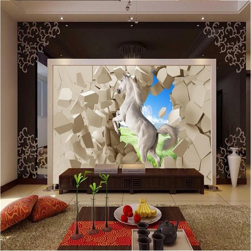 Пользовательские обои 3D стереоскопические фотообои с изображением белой лошади