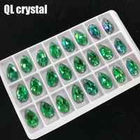 11x18mm k9 teradrop sew on flatback rhinestones sewing glass crystal sew on stone for wedding decoration diy clothes bags shoes